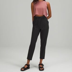 Lululemon Tall On The Fly Pants Black Drawstring Waist Pockets 10 Tall